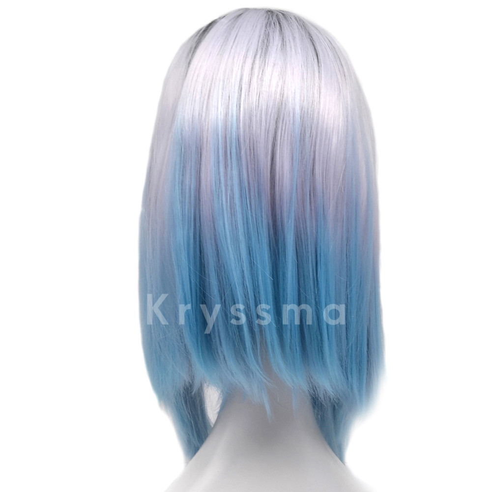 Ombre Silver Blue Bob Synthetic Lace Front Wigs Anastasia