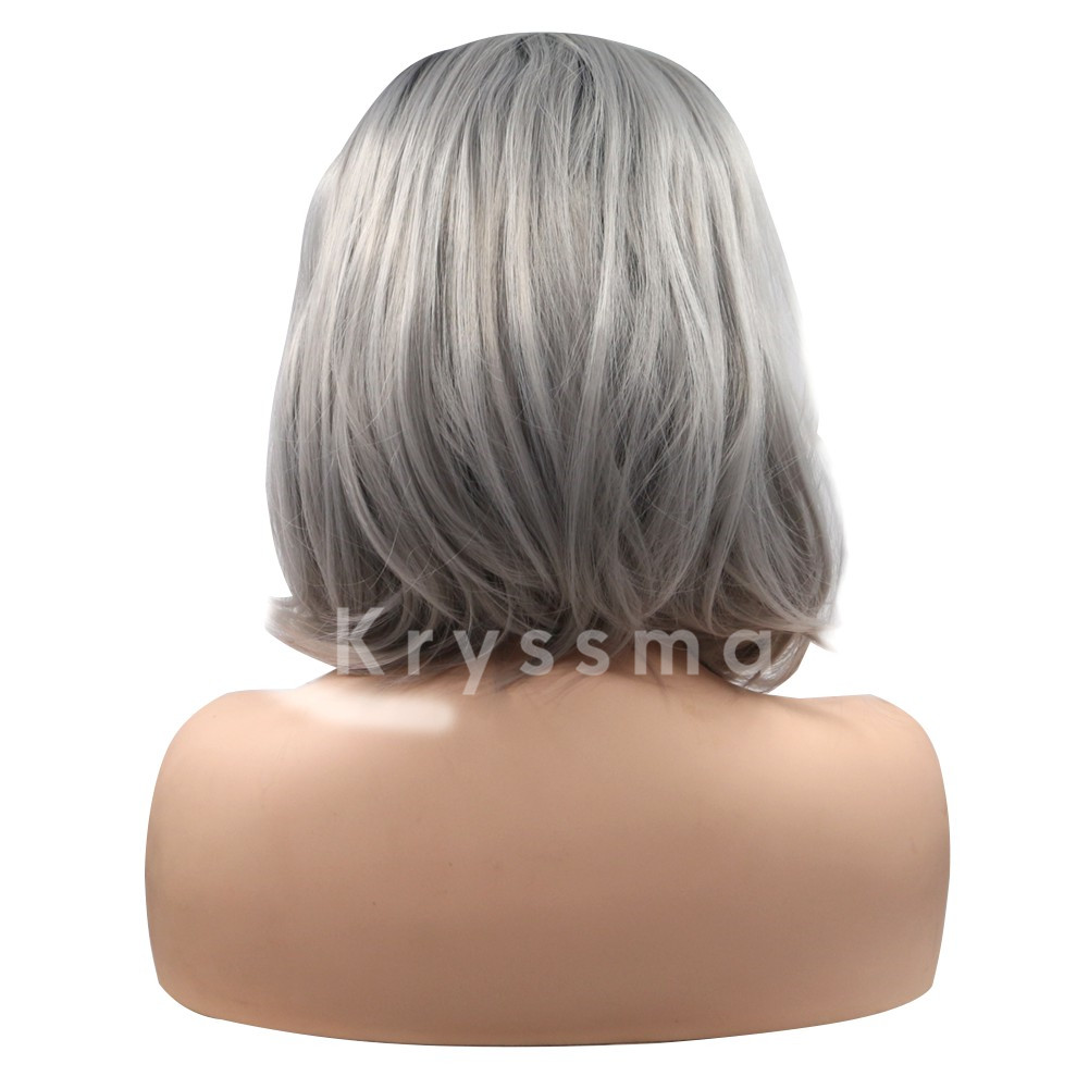 OMBRE GREY BOB STRAIGHT SYNTHETIC LACE FRONT WIGS EDNA