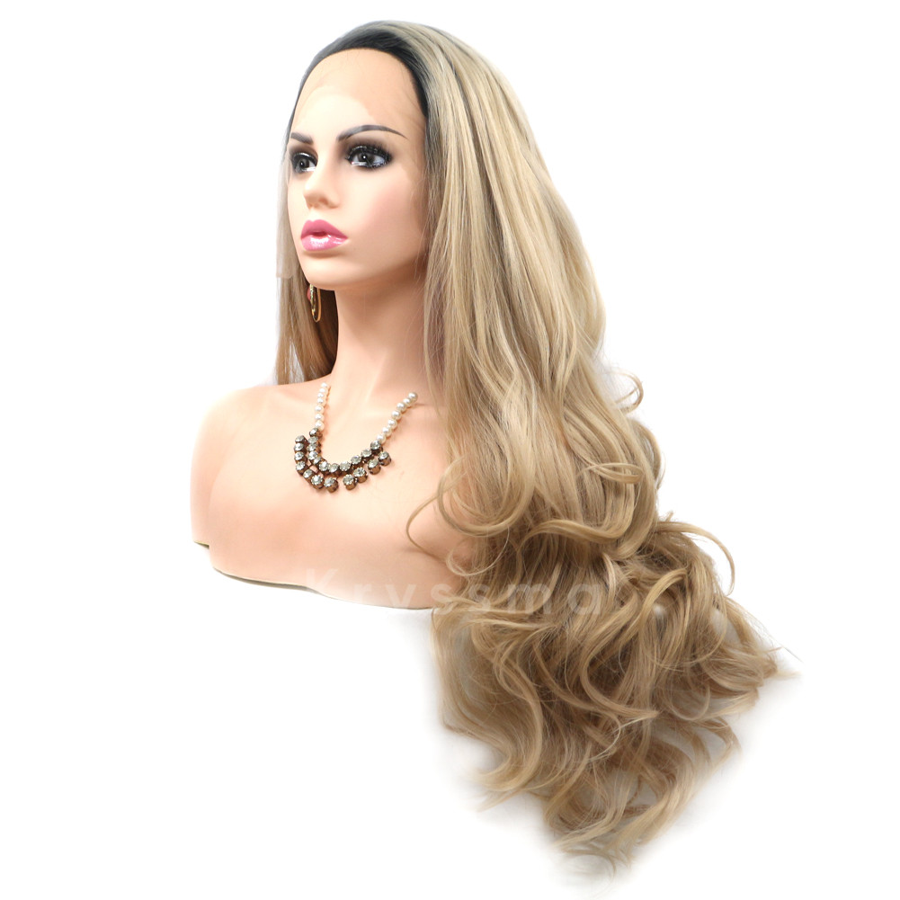OMBRE BLONDE WAVY SYNTHETIC LACE FRONT WIGS ZOE Kryssma Official Site