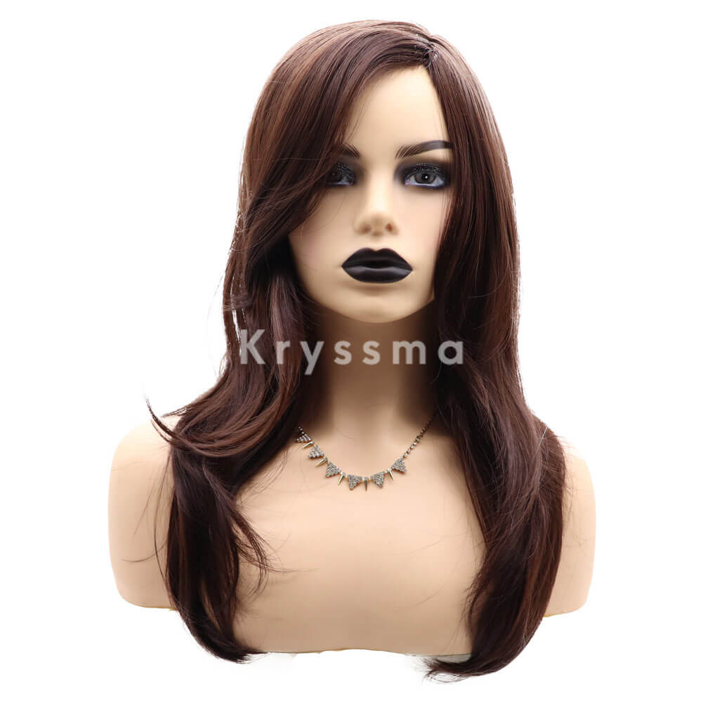 Dark Brown Side Part Wavy Synthetic Capless Wigs Gamila