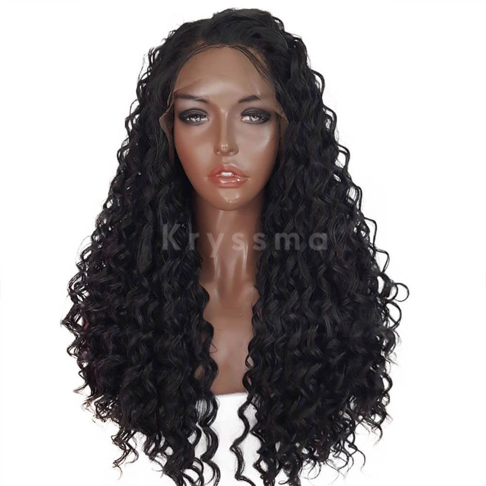 synthetic lace front wigs kinky curly